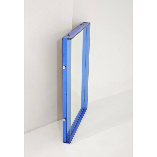 Mid-Century Modern Crystal Art Glass Blue Wall Mirror, Italy, 1960s For Sale - Image 13 of 16