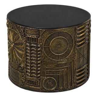 1960s Adrian Pearsall 24” Brutalist Drum Coffee Table For Sale