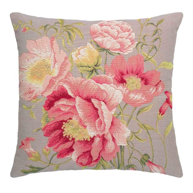 Japanese Flowers II Regular Cushion With Feather Filler - 46x46cm (18"x18") For Sale