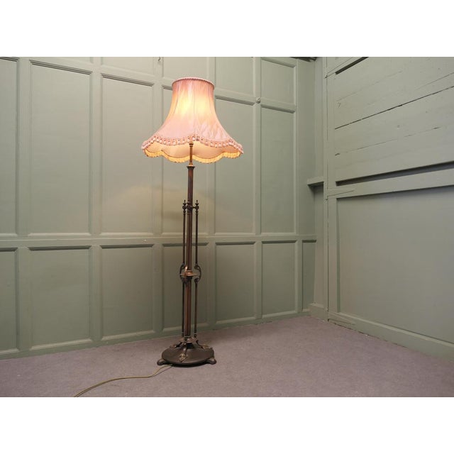 Arts and Crafts Iron and Brass Telescopic Floor Lamp, 1880s For Sale - Image 3 of 8
