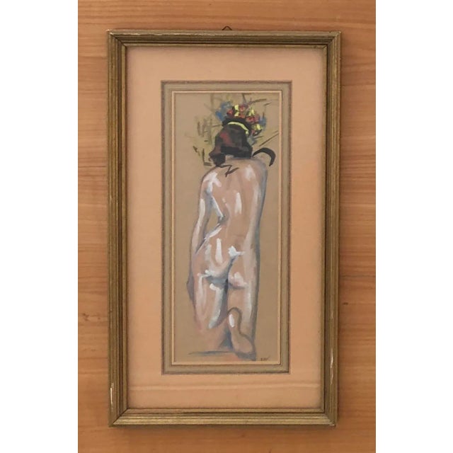 Ben, Nue de dos, Crayon, Gouache and Watercolor on Paper, Framed, in Flawless conditions. Designed 1950 to 1959 This piece...