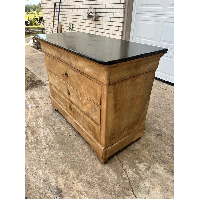 Bronze French 19th Century Louis Philippe Marble Top Bleached Commode For Sale - Image 8 of 12