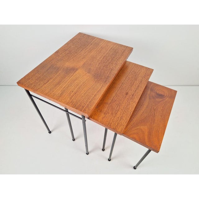 Black Vintage Teak Nesting Tables by Cees Braakman for Pastoe, 1960s, Set of 3 For Sale - Image 8 of 12