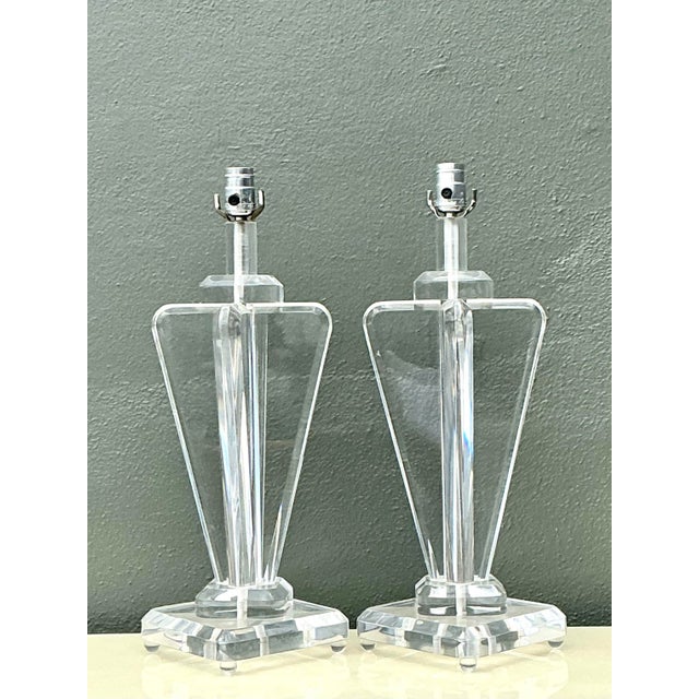 Vintage Lucite Paddle Lamps - A Pair For Sale In West Palm - Image 6 of 12