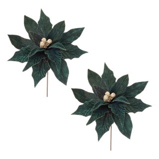 ForestGreen Poinsettia Stem (Set of 2) For Sale