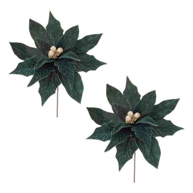 ForestGreen Poinsettia Stem (Set of 2) For Sale
