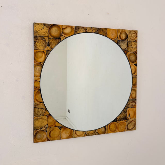 Mid-Century German Gilt Wood Mosaic Mirror attributed to Berthold Müller, 1960s For Sale - Image 4 of 7