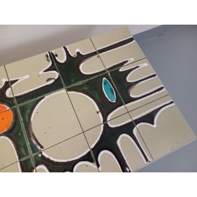 Vintage Coffee Table in Ceramic, Chrome Metal and Wood, 1970s For Sale - Image 4 of 16