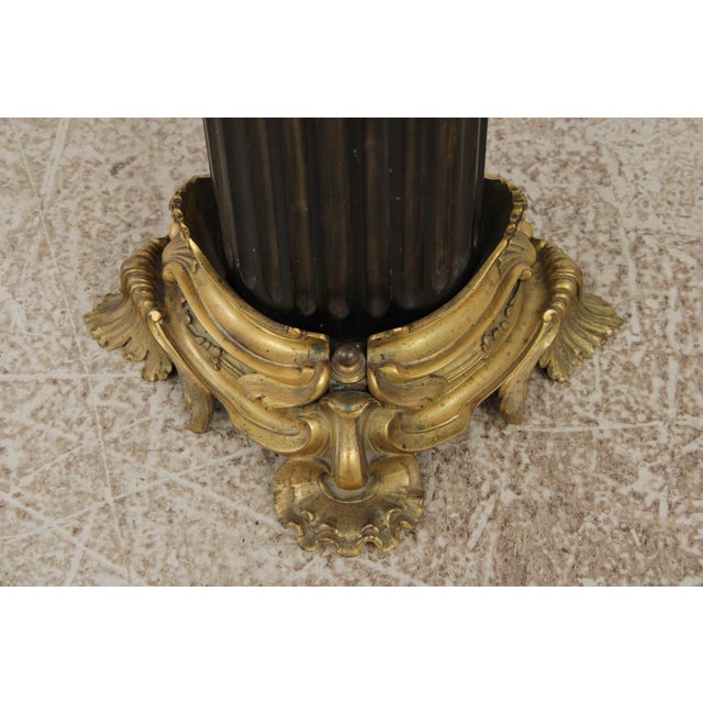 Vintage Louis XVI Style Bronze Marble Top Pedestal Table For Sale - Image 13 of 13