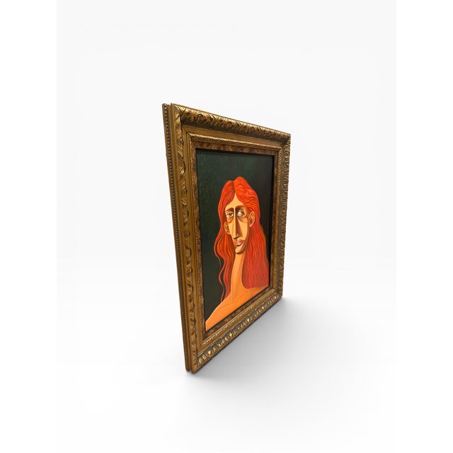 Large Cubist Portrait Oil Painting by Carlos Comesañas, 20th Century For Sale - Image 4 of 14