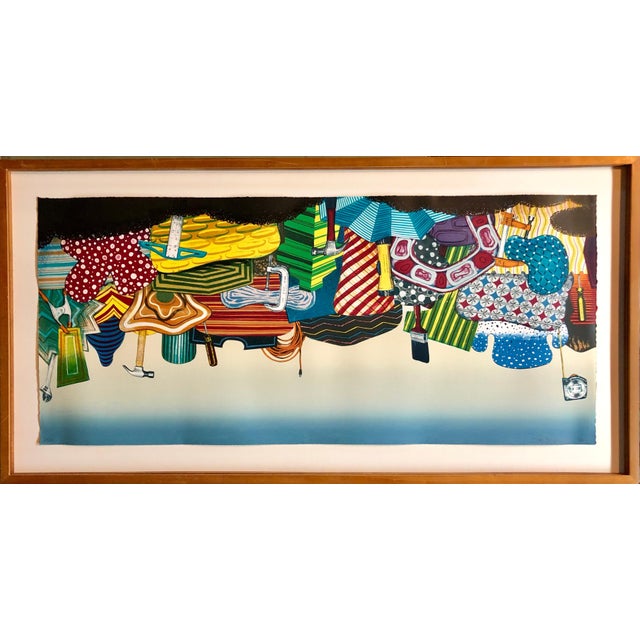 Hand signed and numbered edition of 25. 16 x 36" sheet size without frame. “Workshop” is an ambitious color lithograph and...