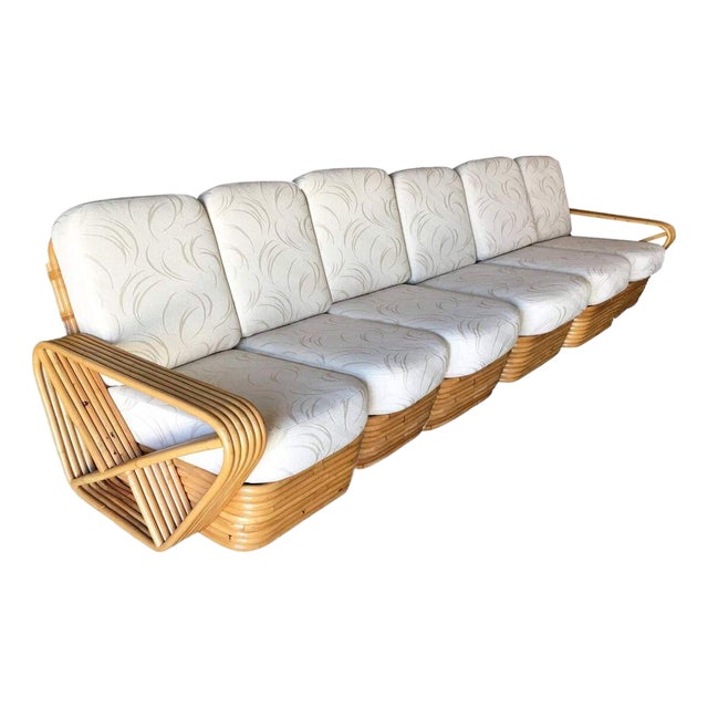 1930s Restored Art Deco Six-Strand Square Pretzel Six-Seat Sectional Sofa For Sale