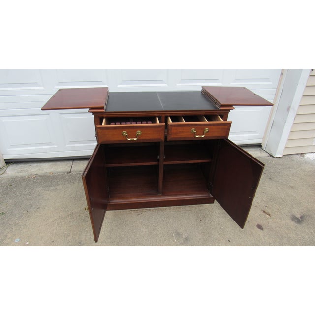 Wood 1980s Lexington Mahogany Server Bar Designer For Sale - Image 7 of 8