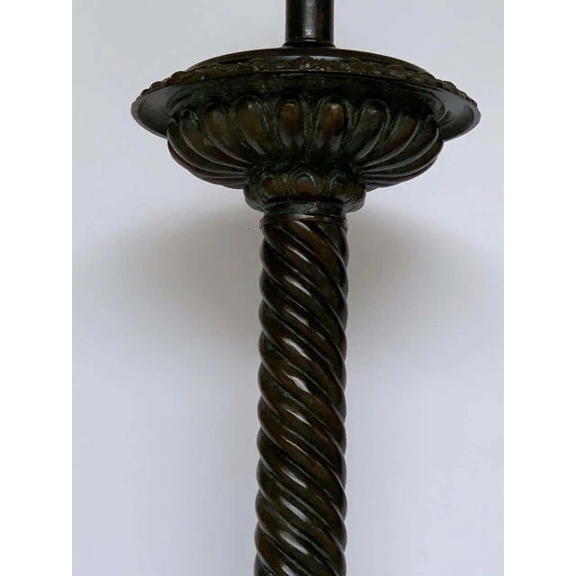 Mid 20th Century Grand Tour Style Bronze and Marble Column Floor Lamp, After the Roman Model For Sale - Image 4 of 11