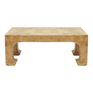 Matthew Izzo Home Nicola Light Burlwood Rectangle Palm Beach Coffee Table For Sale