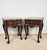 Elegant pair of French Louis XV-style nightstands crafted in wood, each featuring a shaped marble top, a serpentine...