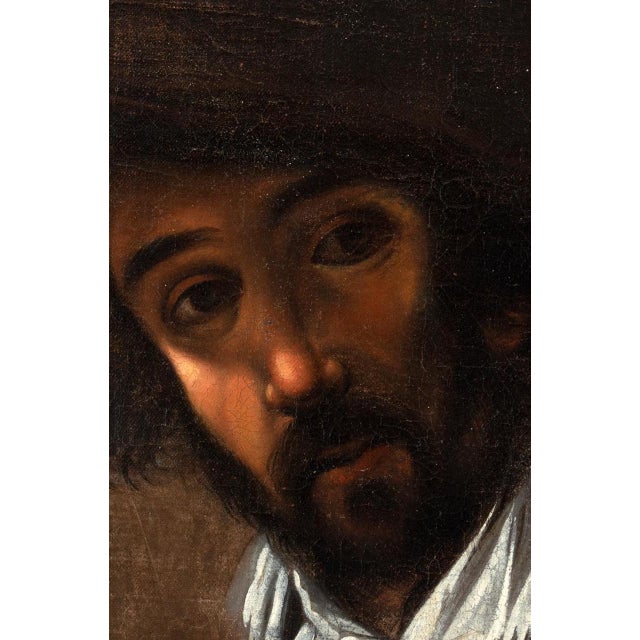 Baroque Circle of Simon Vouet, Portrait of a Young Man, 17th Century, Oil Painting on Canvas For Sale - Image 3 of 13