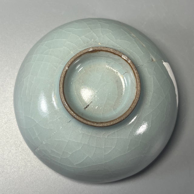 Antique Chinese Celadon Bowl, Collectible (Restored) For Sale - Image 6 of 6
