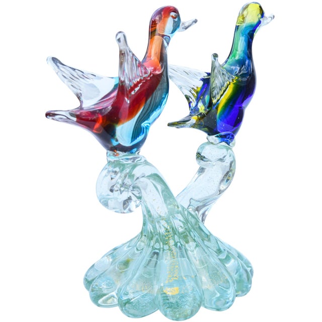 Vintage Large Barbini Murano Sommerso Italian Art Glass Birds Centerpiece For Sale In New York - Image 6 of 10