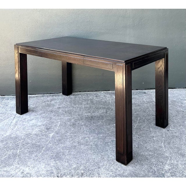 Contemporary Vintage Ebony Parsons Desk For Sale - Image 3 of 12