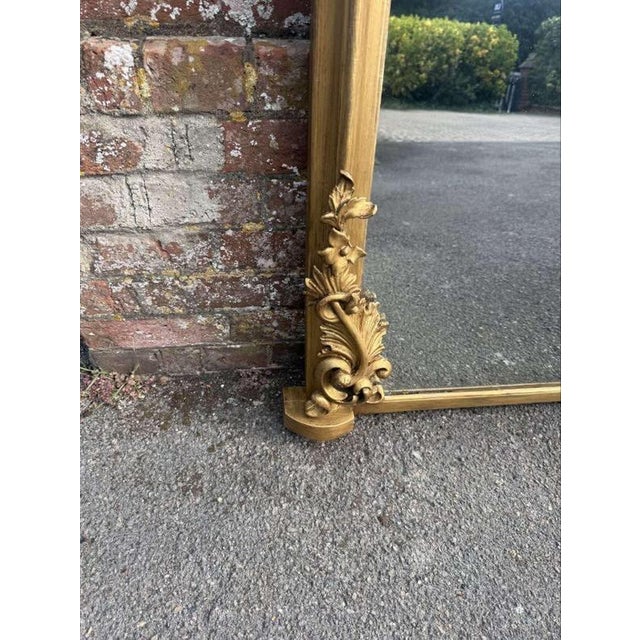 Large Antique English Gilt Overmantle Mirror, 1800s For Sale - Image 6 of 9