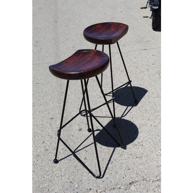 Mid-Century Modern Mid Century Modern Greta Grossman Style Bar Stools- a Pair For Sale - Image 3 of 13