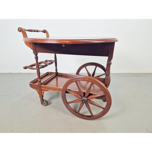 Vintage French Folding Spindle Bar Cart in Wood, 1960s For Sale - Image 12 of 15