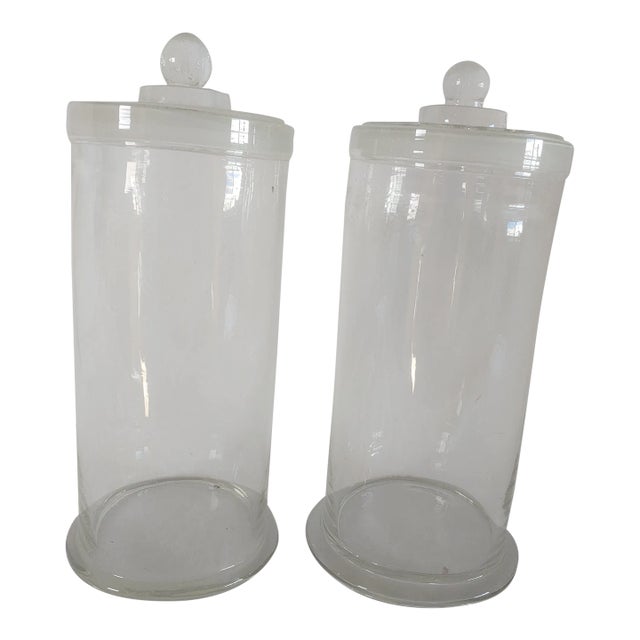 Mid 20th Century Vintage Glass Apothecary Jars - Set of 2 For Sale