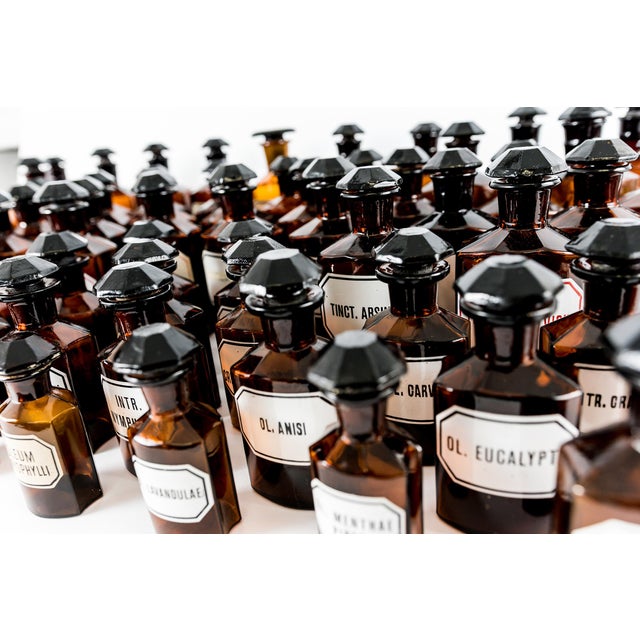 Vintage Amber Pharmacy Bottles, 1960, Set of 67 For Sale - Image 12 of 13