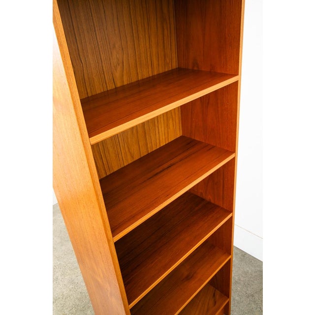 1960s Mid Century Danish Modern Bookshelf Tall Teak Wood Shelving 6 Shelf Compact 24" For Sale - Image 10 of 12