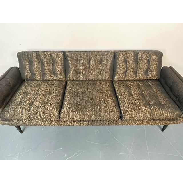 Chocolate Mid-Century Modern Curved Sofa / Settee, Adrian Pearsall Style, Three-Seater For Sale - Image 8 of 11