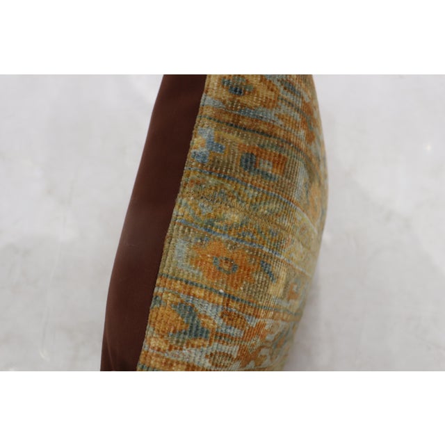 Blue Orange Antique Persian Malayer Rug Pillow For Sale - Image 4 of 5