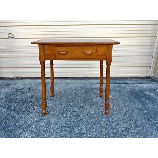 Antique Early American Primitive Rustic Style Solid Yellow Pine 1 Drawer Table Desk For Sale - Image 10 of 10