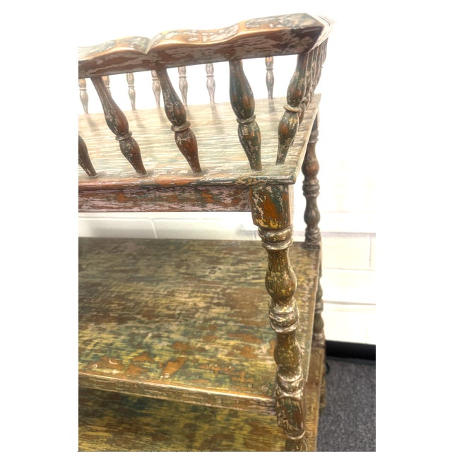 Late 19th Century Charming Antique 19th Century English Etagere With Worn Painted Finish For Sale - Image 5 of 5
