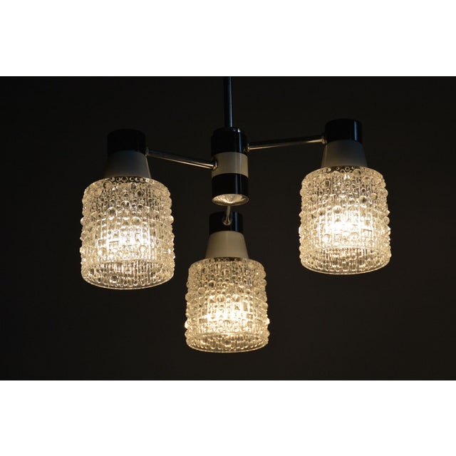 Mid-Century Chandelier in Chrome and Opaline Glass from Drukov, Czech, 1970s For Sale - Image 11 of 12