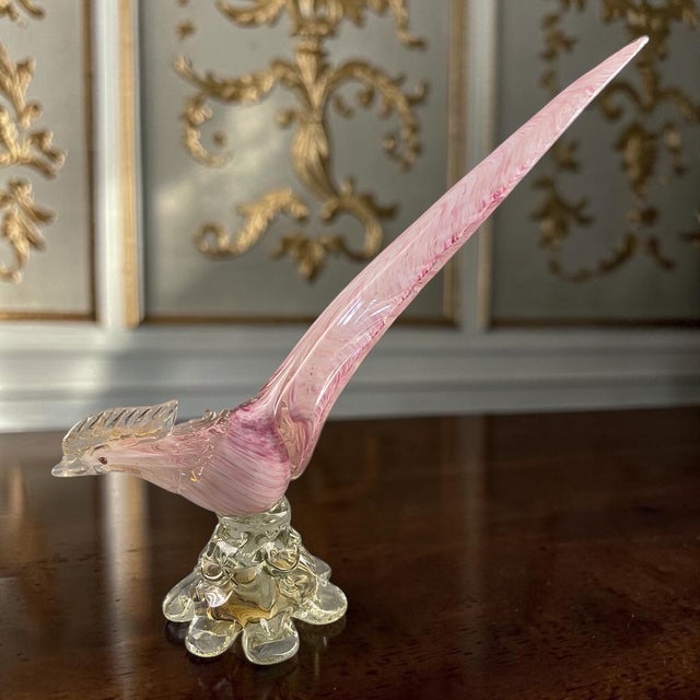 This Vintage Mid-Century Murano Art Glass Bird Pheasant Figurine is a stunning piece of decorative glassware originating...