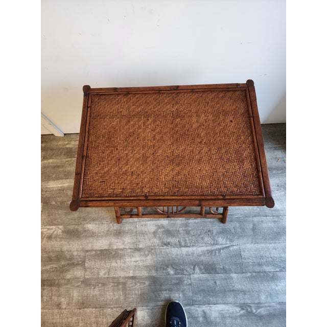 Vintage Ralph Lauren Style Bamboo Butler Tray Table With Lyre Base For Sale - Image 16 of 17