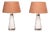 White Glass Table Lamps with Dark Ochre Shades by Carl Fagerlund for Orrefors Sweden, Set of 2 For Sale