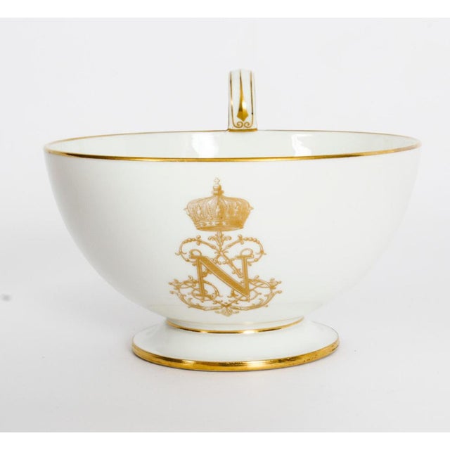 19th Century Emperor Napoleon III Sevres Porcelain Cup Saucer & Sugar Bowl, Set of 3 For Sale - Image 4 of 18
