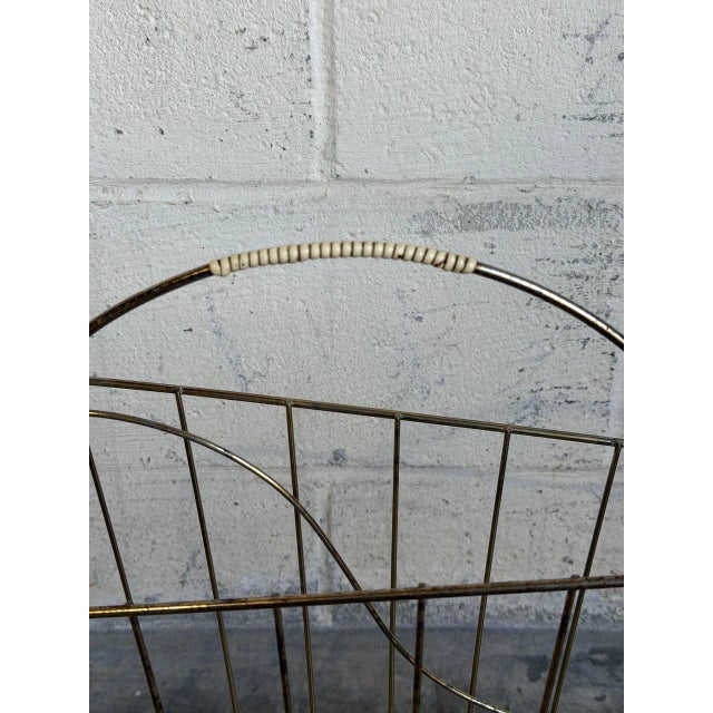 Brass Wire Metal Magazine Holder Mid-Century Modern Vintage For Sale - Image 9 of 10