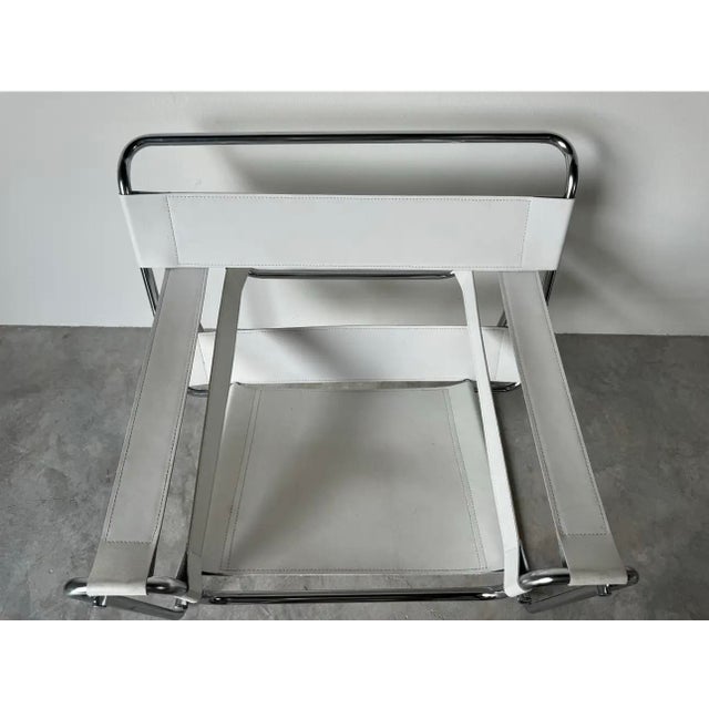 Vintage Marcel Breuer Wassily - Style Chrome White Leather Sling Lounge Chair/ Sold For Sale In Miami - Image 6 of 12