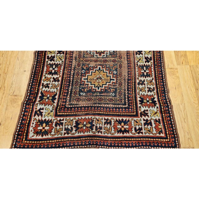 Antique Caucasian Kazak Rug, Handwoven Wool, Memling Gul Medallions, 4' x 7' For Sale In Chicago - Image 6 of 11