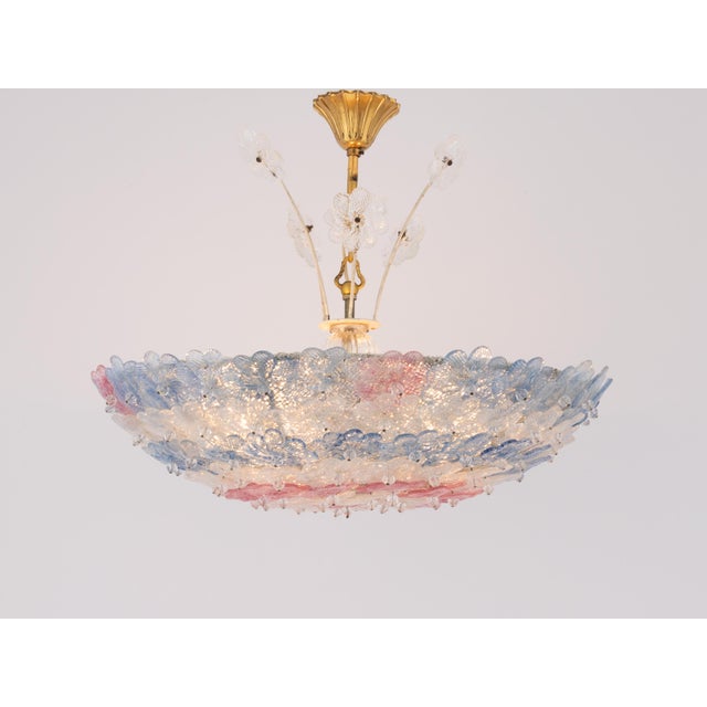 Stunning Murano glass chandelier. Likely crafted by the renowned company Barovier & Toso in the 1950s. Featuring...