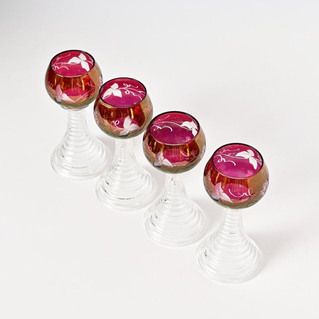 Antique Swedish Römer Glasses from Reijmyre, 1890s, Set of 4 For Sale - Image 4 of 7
