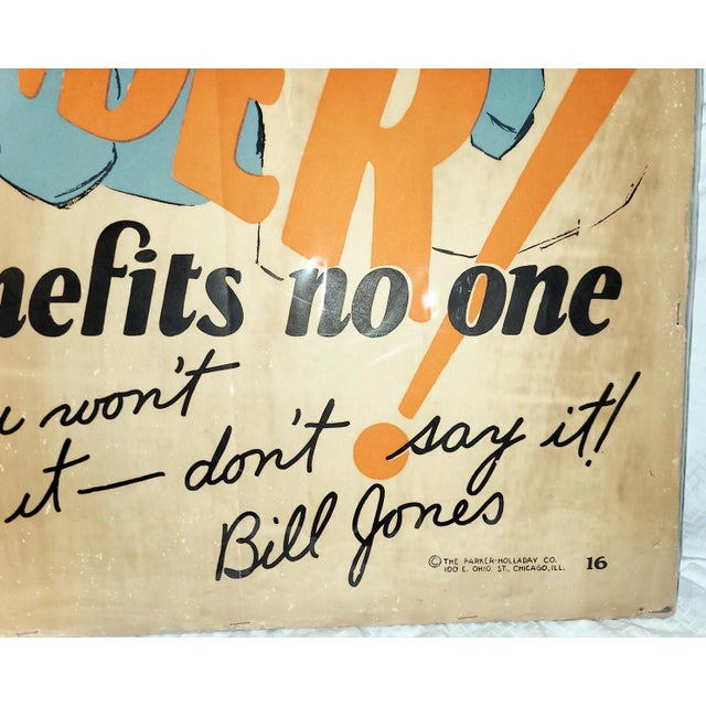 Original 1927 Large Bill Jones Motivational Poster For Sale - Image 4 of 6