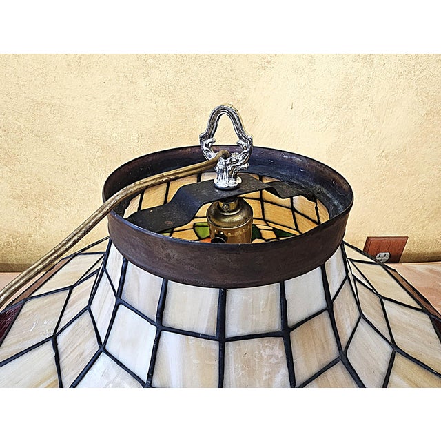Vintage Tiffany-Style Fruit Stained Glass Hanging Pendant Shade For Sale - Image 4 of 18