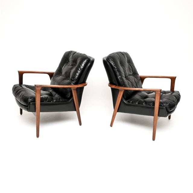 1960s Vintage Swedish Armchairs in Leather by Inge Andersson from Brødere Andersen, 1960, Set of 2 For Sale - Image 5 of 11