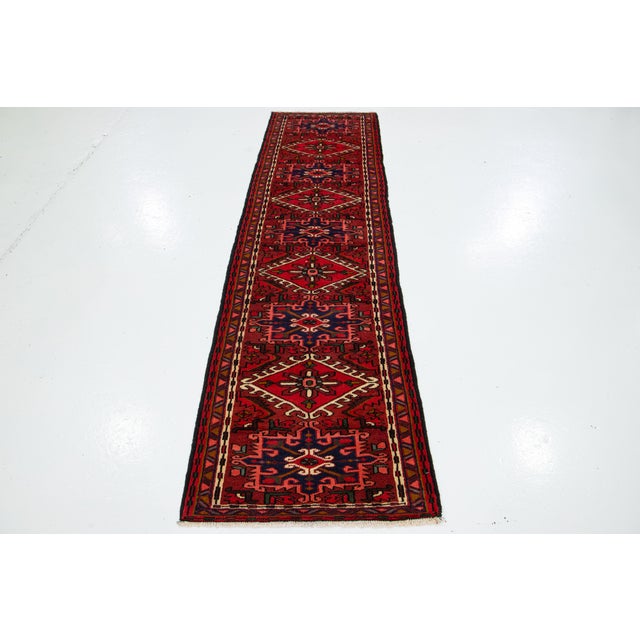 Vintage Persian Heriz Runner - Hand-Knotted Wool Hallway Rug For Sale - Image 4 of 8