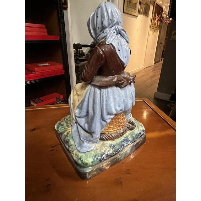 Majolica Fisherman and His Wife Figurine For Sale - Image 5 of 11