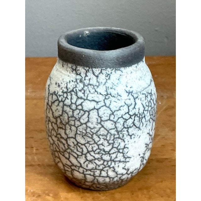 Vintage Crackle Glazed Ceramic Vase For Sale - Image 10 of 12